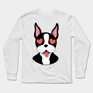 Boston terrier in love print of St. Valentine's day Long Sleeve T-Shirt